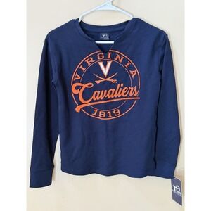 Team Athletics Girls Virginia Cavaliers Blue Long Sleeve Thermal Shirt Sz M NWT